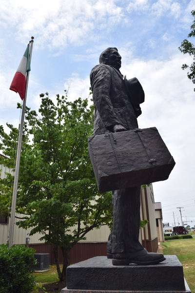 The Italian Immigrant statue at Tontitown City Hall