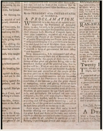 Seattle Proclamation How George Washington used his first Thanksgiving as president to unite ...