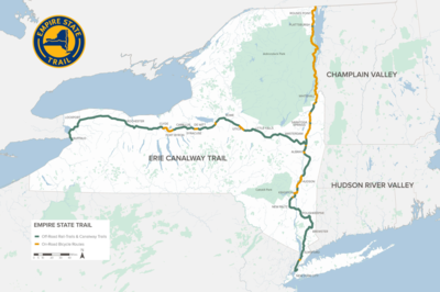 A map showing the Erie Canalway Trail.