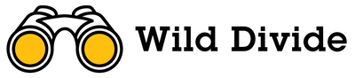 An illustration with binoculars and yellow lenses and the text "Wild Divide."