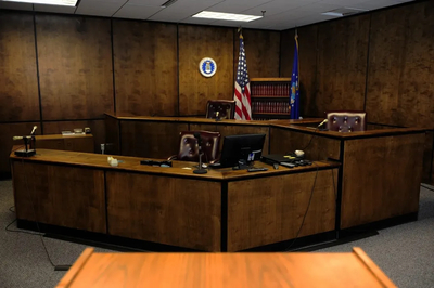 The 20th Fighter Wing courtroom at Shaw Air Force Base.