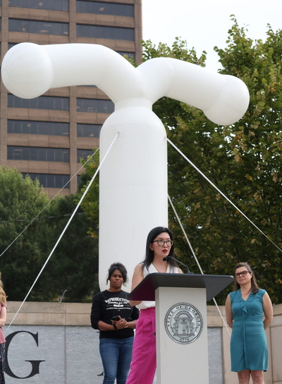 Reproductive health advocates turn to giant inflatable IUD to help broadcast message
