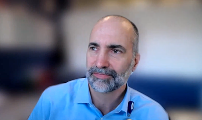 Photo of Dr. Jim Souza during a media briefing for St. Luke's Health System