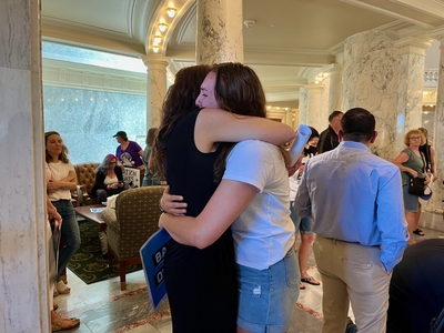 Women hugging