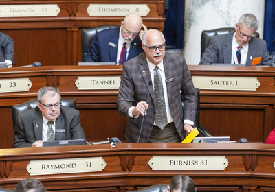 Rep. Rod Furniss, R-Rigby, speaks on the House floor