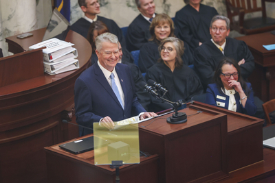 Idaho Republican Gov. Brad Little gives his State of the State Address
