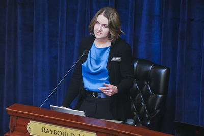 State Rep. Britt Raybould, R-Rexburg, speaks from the floor of the Idaho House of Representatives