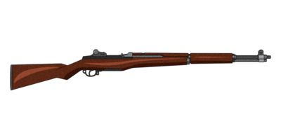 A digital representation of an M1 Garand rifle.