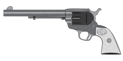 A digital representation of a 1873 Colt Single Action Army Revolver.