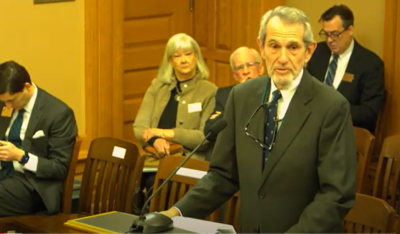 Stanley Goldfarb, a physician and founder of Do No Harm, asked the Kansas Senate to approve bills banning medical schools from involvement in diversity, equity and inclusion programs, critical race theory and race-based admissions. (Kansas Reflector screen capture from Kansas Legislature YouTube channel)