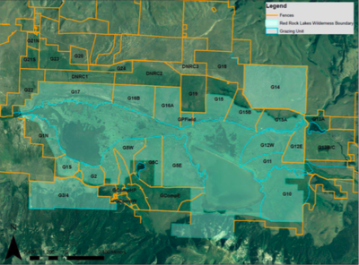 2014 Map of Red Rock Lakes Grazing Units, Fences, and Wilderness(From Davis &amp; Cutting, Red Rock Lakes National Wildlife Refuge, Habitat Management Plan for Grazing (2014)
