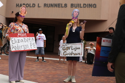 NM residents protest pending Project Jupiter air quality permit outside Environment Department