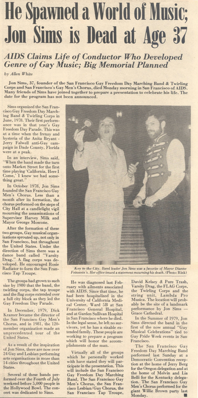 Celebrating the legacy of Jon Reed Sims, originator of the gay men’s chorus
