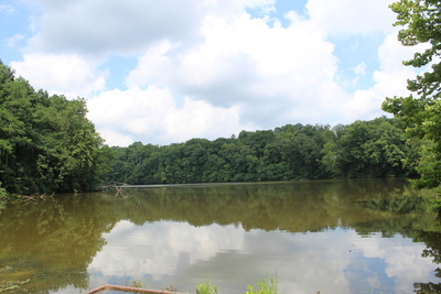 Veto Lake in Washington County on July 7, 2026. An abandoned well in Veto Lake — less than a mile from Redbird— blew out in 2021. (Photo by Megan Henry, Ohio Capital Journal).