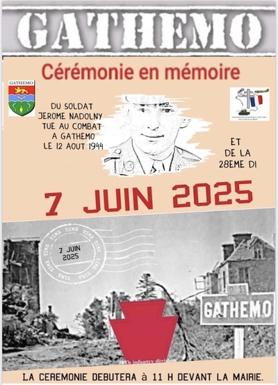 The invitation to the June 7 ceremony in Gathemo, France, to honor nine members of the 28th Division killed during the town's liberation in August, 1944. (Courtesy of Christophe Clement)
