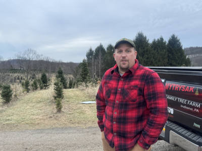 Brandon Mytrysak on his farm. Dec. 18, 2025.(Photo by Ian Karbal/Pennsylvania Capital-Star)