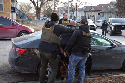 U.S. Immigration and Customs Enforcement make an arrest in Chicago on Jan. 26, 2025. Since President Donald Trump took office on Jan. 20, ICE arrests have soared in Maryland and across the country. (Photo by Immigration and Customs Enforcement)