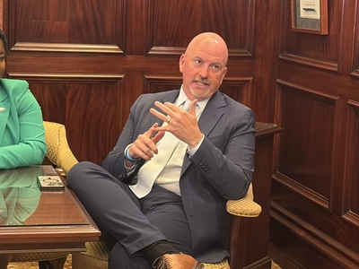 House Majority Leader Matt Bradford (D-Montgomery) speaks to the press on June 30, 2026. (Photo by Emily Scolnick/Pennsylvania Capital-Star)