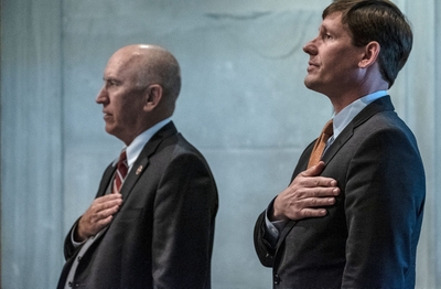Sen. Brian Kelsey, R-Germantown, stands next to Sen. Richard Briggs of Knoxville in the Senate Chambers on Wednesday. (Photo: John Partipilo)