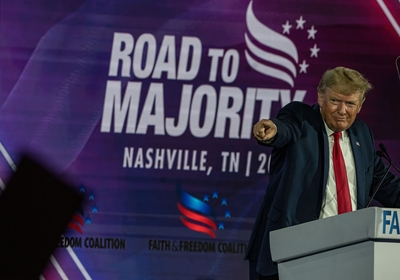 Former President Donald Trump at the Faith and Freedom Road to Majority event on June 17, 2022, at the Gaylord Opryland in Nashville. (Photo: John Partipilo)