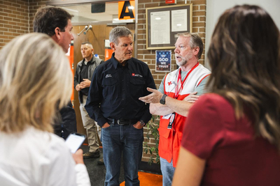 On Tuesday, Gov. Bill Lee traveled to East Tennessee to survey storm damage on the ground and meet with local officials and victims following severe weather and flooding from Hurricane Helene. (Photo: Brandon Hull, Office of the Governor)