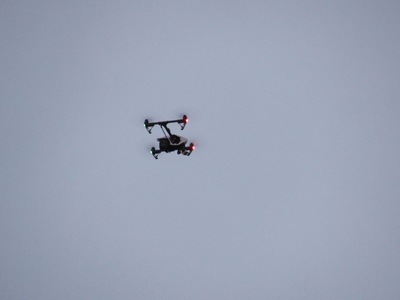 A drone, likely operated by police based on its complexity on the first day of demonstrations. (Photo by Isiah Holmes)