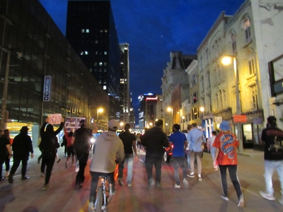Protesters marching and gathering in Milwaukee during the first day of demonstrations. (Photo by Isiah Holmes)
