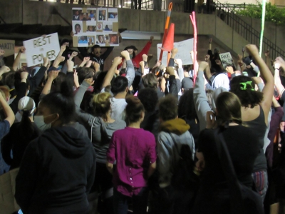 Protesters marching and gathering in Milwaukee during the first day of demonstrations. (Photo by Isiah Holmes)