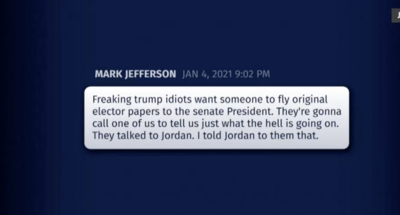 House committee hearing video of text message from Mark Jefferson, executive director of the Wisconsin Republican Party| Screenshot