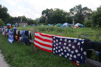 Tents around King Park in Milwaukee. (Photo | Isiah Holmes)