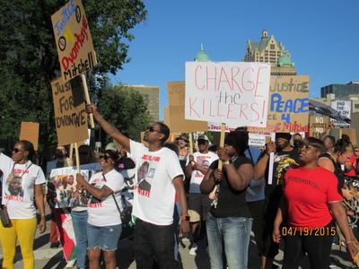 A rally and march held at Red Arrow Park for Dvontaye Mitchell and Sam Shorte. (Photo | Isiah Holmes)