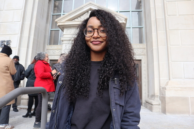 Kayla Patterson, a member of the Milwaukee Alliance Against Racist and Political Repression. (Photo by Isiah Holmes/Wisconsin Examiner)