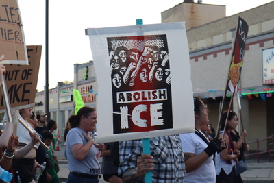Protesters march in Milwaukee following a surge in ICE arrests. (Photo by Isiah Holmes/Wisconsin Examiner)