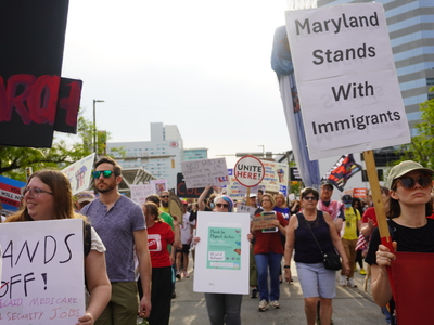 May Day rally expands to broad anti-Trump protest in Baltimore, across the nation