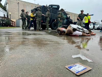 A first responder simulation training.