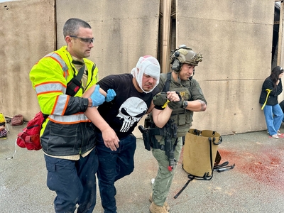 A first responder simulation training.