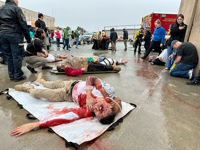 A first responder simulation training.