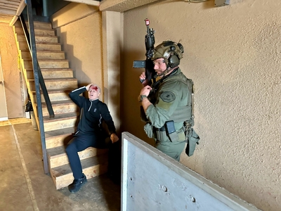 A first responder simulation drill.