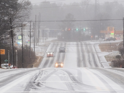 Icy roads in Longview on Saturday. East Texas was hardest hit by the storm, suffering the largest number of power outtages.