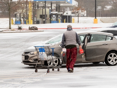 Supplies were still being gathered as the storm moved into Longview on Saturday.