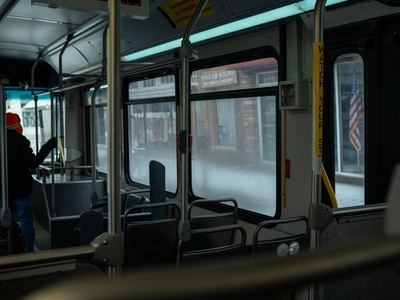 Dallas Area Rapid Transit buses were still running during the storm on Saturday.