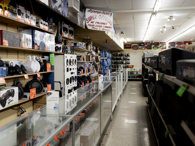 An empty electronics store in downtown Laredo on April 9.