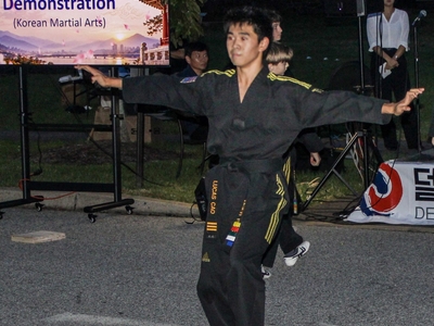 A man demonstrates taekwondo