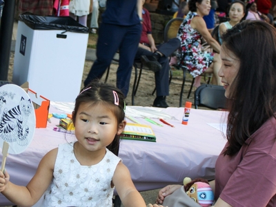 A young girl at an activity table