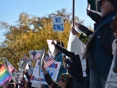 PHOTOS: Vermonters protest Trump with costumes and slogans