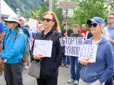 Demonstrators rally in show of support for Legislative veto override, more funds for Alaska schools