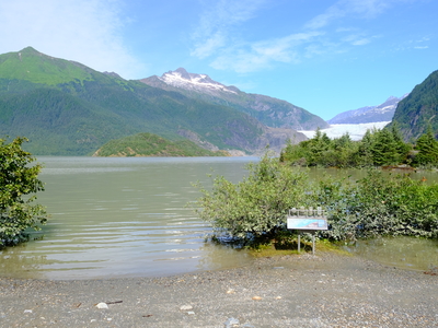Mendenhall Lake at flood level seen on Aug 13, 2025 (Photo by Corinne Smith/Alaska Beacon)