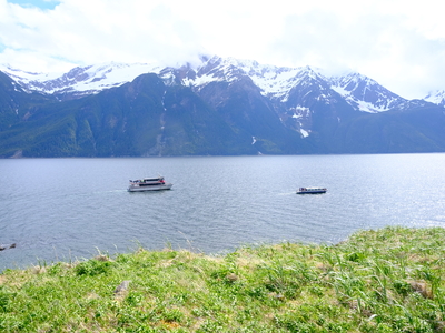 Supporters from Haines and Juneau participated in an opening day cruise during the opening ceremony at Eldred Rock Lighthouse on May 30, 2026. (Photo by Corinne Smith/Alaska Beacon)