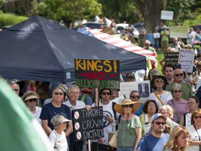 Kansans protest President Donald Trump at the June 14, 2025, "No Kings" rally at the Statehouse in Topeka.