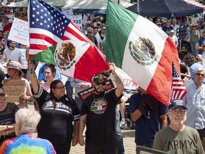 Kansans protest President Donald Trump at the June 14, 2025, "No Kings" rally at the Statehouse in Topeka.